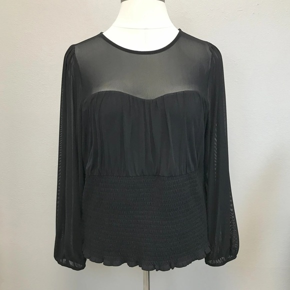 Torrid Sheer Sleeved Smocked Blouse - Size 4 (26) - Picture 3 of 5